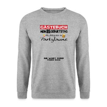 85th Birthday Man and Woman Guestbook - Unisex Sweatshirt - salt & pepper - Front - Alina (178cm) & Michal (187cm)