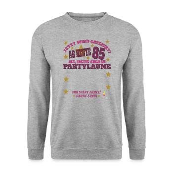 85th Birthday Man and Woman Guestbook - Unisex Sweatshirt - salt & pepper - Front - Alina (178cm) & Michal (187cm)