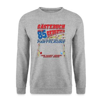 85th Birthday Man and Woman Guestbook - Unisex Sweatshirt - salt & pepper - Front - Alina (178cm) & Michal (187cm)