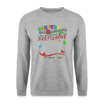 85th Birthday Man and Woman Guestbook - Unisex Sweatshirt - salt & pepper - Front - Alina (178cm) & Michal (187cm)