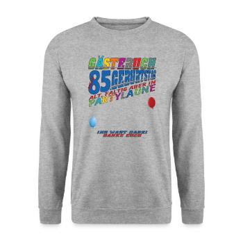 85th Birthday Man and Woman Guestbook - Unisex Sweatshirt - salt & pepper - Front - Alina (178cm) & Michal (187cm)