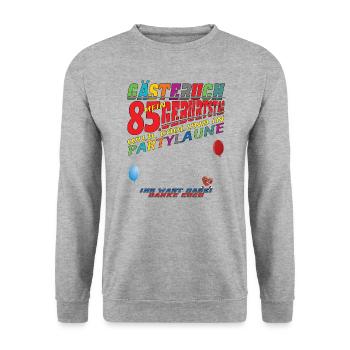85th Birthday Man and Woman Guestbook - Unisex Sweatshirt - salt & pepper - Front - Alina (178cm) & Michal (187cm)