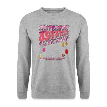 85th Birthday Man and Woman Guestbook - Unisex Sweatshirt - salt & pepper - Front - Alina (178cm) & Michal (187cm)