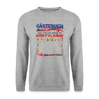 85th Birthday Man and Woman Guestbook - Unisex Sweatshirt - salt & pepper - Front - Alina (178cm) & Michal (187cm)
