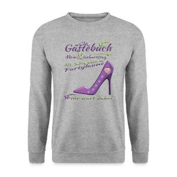 85th Birthday Man and Woman Guestbook - Unisex Sweatshirt - salt & pepper - Front - Alina (178cm) & Michal (187cm)