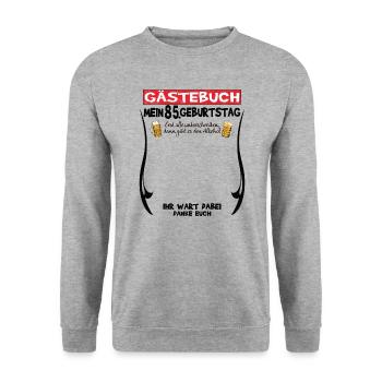 85th Birthday Man and Woman Guestbook - Unisex Sweatshirt - salt & pepper - Front - Alina (178cm) & Michal (187cm)