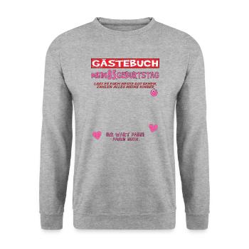 85th Birthday Man and Woman Guestbook - Unisex Sweatshirt - salt & pepper - Front - Alina (178cm) & Michal (187cm)