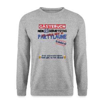 85th Birthday Man and Woman Guestbook - Unisex Sweatshirt - salt & pepper - Front - Alina (178cm) & Michal (187cm)