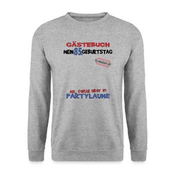 85th Birthday Man and Woman Guestbook - Unisex Sweatshirt - salt & pepper - Front - Alina (178cm) & Michal (187cm)