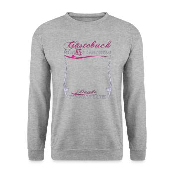 85th Birthday Man and Woman Guestbook - Unisex Sweatshirt - salt & pepper - Front - Alina (178cm) & Michal (187cm)