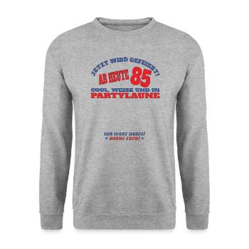 85th Birthday Man and Woman Guestbook - Unisex Sweatshirt - salt & pepper - Front - Alina (178cm) & Michal (187cm)