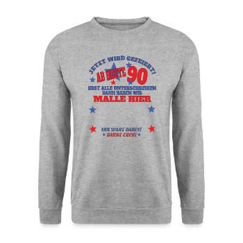 Livre d’or homme et femme 90e anniversaire - Sweat-shirt Unisexe - gris chiné - Devant - Alina (178cm) & Michal (187cm)