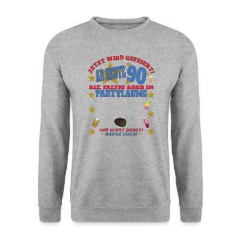 Livre d’or homme et femme 90e anniversaire - Sweat-shirt Unisexe - gris chiné - Devant - Alina (178cm) & Michal (187cm)