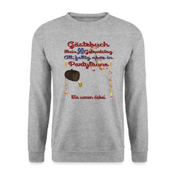Livre d’or homme et femme 90e anniversaire - Sweat-shirt Unisexe - gris chiné - Devant - Alina (178cm) & Michal (187cm)