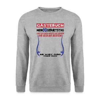 Livre d’or homme et femme 90e anniversaire - Sweat-shirt Unisexe - gris chiné - Devant - Alina (178cm) & Michal (187cm)