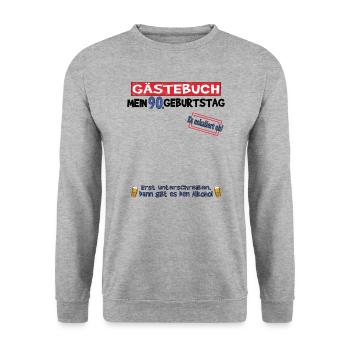 Livre d’or homme et femme 90e anniversaire - Sweat-shirt Unisexe - gris chiné - Devant - Alina (178cm) & Michal (187cm)