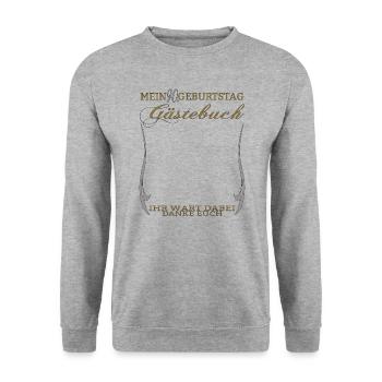 Livre d’or homme et femme 90e anniversaire - Sweat-shirt Unisexe - gris chiné - Devant - Alina (178cm) & Michal (187cm)