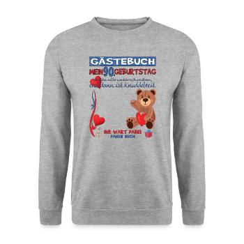 Livre d’or homme et femme 90e anniversaire - Sweat-shirt Unisexe - gris chiné - Devant - Alina (178cm) & Michal (187cm)