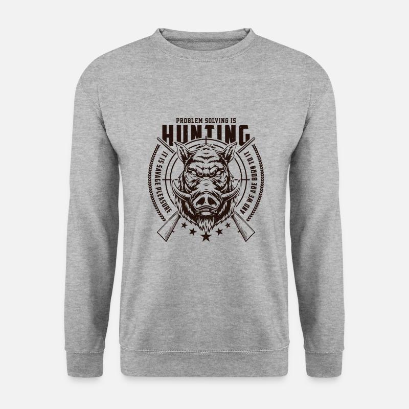 PROBLEM SOLVING IS HUNTING - Unisex Pullover - Weißgrau meliert