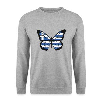 Griechenland Flagge Hellas Athen Griechische Fahne - Unisex Pullover - Weißgrau meliert - Vorne - Alina (178cm) & Michal (187cm)
