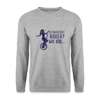 Du Brauchst 2 Räder Wie Süß Einradfahrerin Einrad - Unisex Pullover - Weißgrau meliert - Vorne - Alina (178cm) & Michal (187cm)