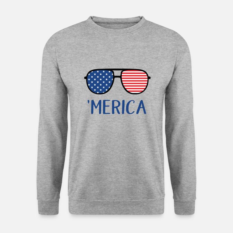4. Juli Amerika - Unisex Pullover - Weißgrau meliert