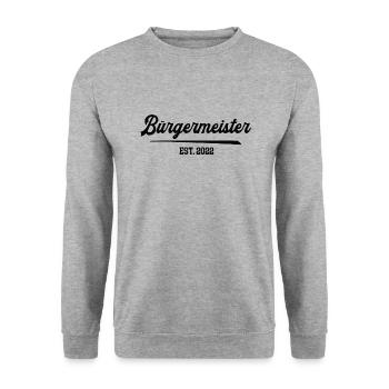 Bürgermeister Oberbürgermeister Stadtrat 2022 - Unisex Pullover - Weißgrau meliert - Vorne - Alina (178cm) & Michal (187cm)