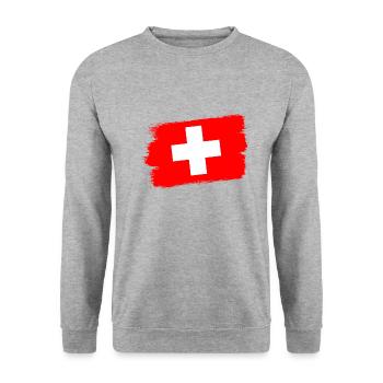Switzerland Flag Vintage Cross Distressed Look Swiss - Unisex Sweatshirt - salt & pepper - Front - Alina (178cm) & Michal (187cm)