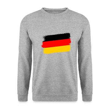 Deutschland Flagge Deutsche Fahne Used Look Heimat - Unisex Pullover - Weißgrau meliert - Vorne - Alina (178cm) & Michal (187cm)