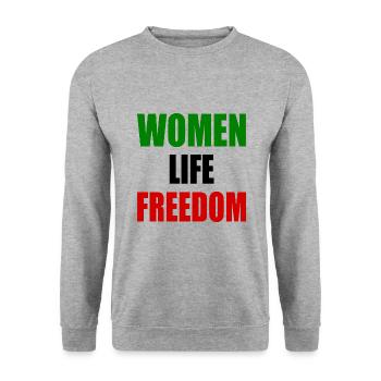 Women life freedom - Sweat-shirt Unisexe - gris chiné - Devant - Alina (178cm) & Michal (187cm)