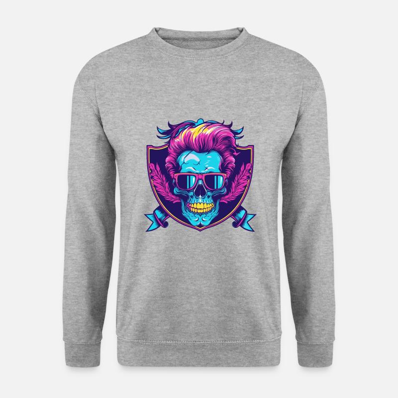 Punker Totenkopf Party - Unisex Pullover - Weißgrau meliert