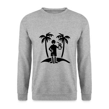 Insel Symbol Palmen Party - Unisex Pullover - Weißgrau meliert - Vorne - Alina (178cm) & Michal (187cm)