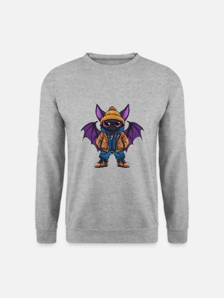 Fledermaus Lustig Winter - Unisex Pullover - Weißgrau meliert