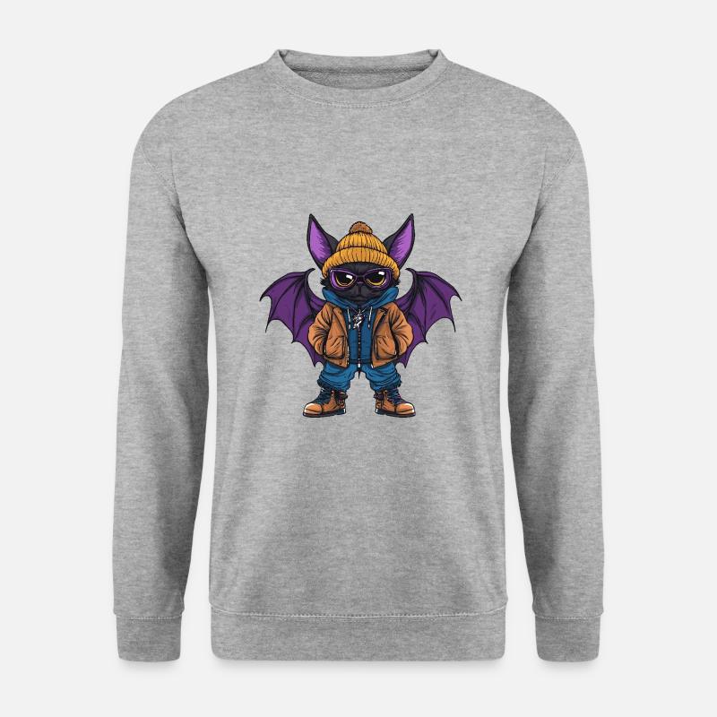 Fledermaus Lustig Winter - Unisex Pullover - Weißgrau meliert
