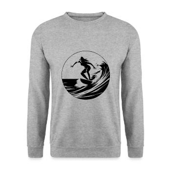 Surfer Sport Surfing - Unisex Sweatshirt - salt & pepper - Front - Alina (178cm) & Michal (187cm)