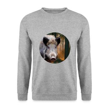 Hunting Hunter Wild Boar DEer Hunting - Unisex Sweatshirt - salt & pepper - Front - Alina (178cm) & Michal (187cm)