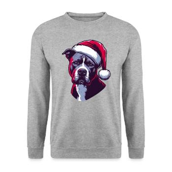 Pitbull Wearing Santa Claus Hat - Unisex Sweatshirt - salt & pepper - Front - Alina (178cm) & Michal (187cm)