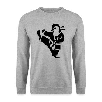 Silhouette d’arts martiaux de karaté pingouin - Sweat-shirt Unisexe - gris chiné - Devant - Alina (178cm) & Michal (187cm)
