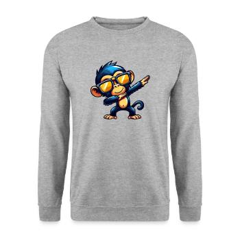 Chimpanzee Dabbing Cool Monkey Dancing - Unisex Sweatshirt - salt & pepper - Front - Alina (178cm) & Michal (187cm)