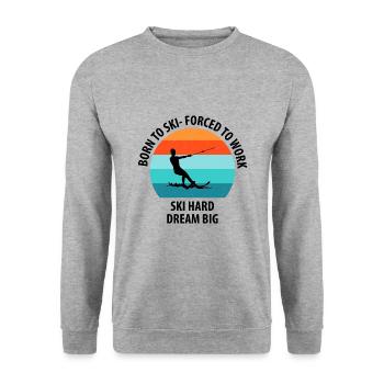 Wasserskier Wasserski Wasserskifahrer - Unisex Pullover - Weißgrau meliert - Vorne - Alina (178cm) & Michal (187cm)