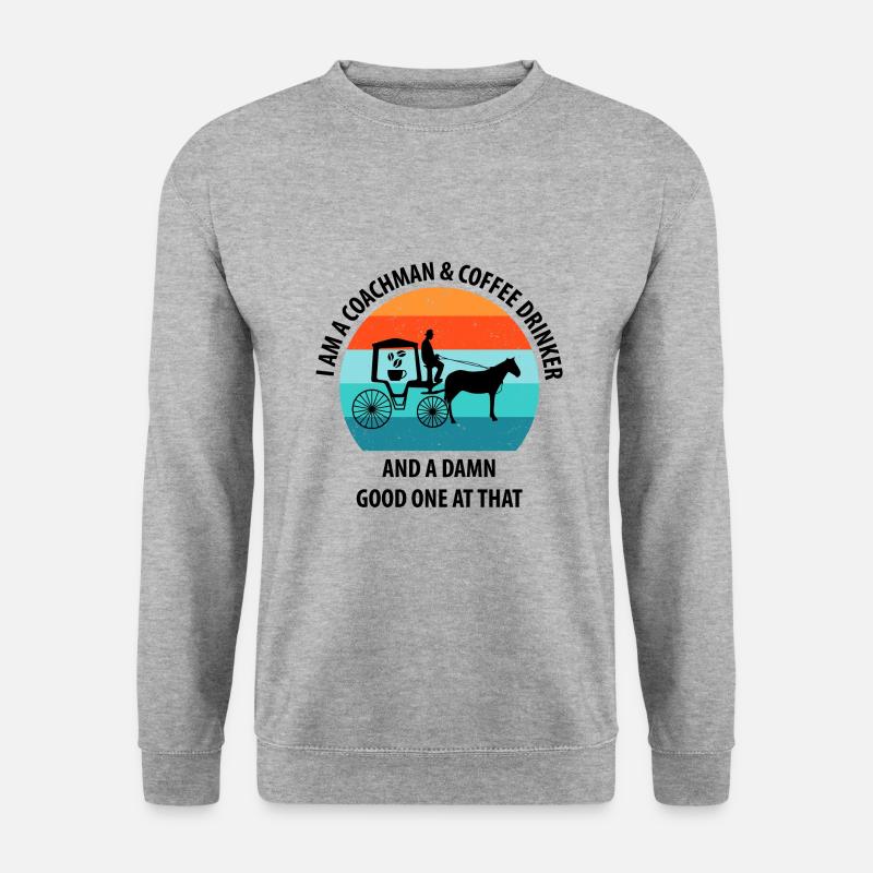 Kutscher Kutsche Pferdekutscher Kaffee - Unisex Pullover - Weißgrau meliert