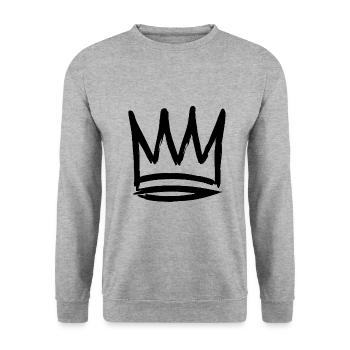 Royal Pfalz Krone - Unisex Pullover - Weißgrau meliert - Vorne - Alina (178cm) & Michal (187cm)