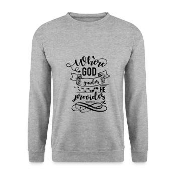 Where God leads, there He will be by your side - Unisex Sweatshirt - salt & pepper - Front - Alina (178cm) & Michal (187cm)