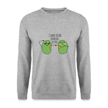 Jeu de mots: j'ai pensé à toi - Sweat-shirt Unisexe - gris chiné - Devant - Alina (178cm) & Michal (187cm)