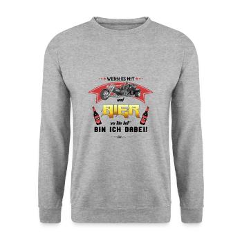 TRIKE KÖNIGE / TRIKES UND BIER - Unisex Pullover - Weißgrau meliert - Vorne - Alina (178cm) & Michal (187cm)
