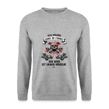 TRIKE KÖNIGE / EGAL WELCHES TRIKE DU FÄHRST - Unisex Pullover - Weißgrau meliert - Vorne - Alina (178cm) & Michal (187cm)