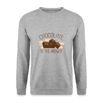 Le chocolat est la réponse - Sweat-shirt Unisexe - gris chiné - Devant - Alina (178cm) & Michal (187cm)