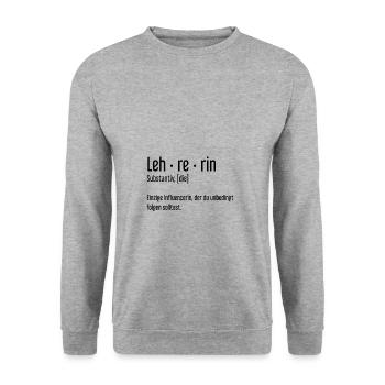Lehrerin Substantiv, Die Einzige Influencerin - Unisex Pullover - Weißgrau meliert - Vorne - Alina (178cm) & Michal (187cm)