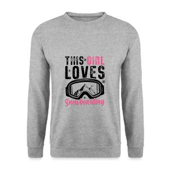 Snowboarder | Snowboardurlaub Snowboard Geschenke - Unisex Pullover - Weißgrau meliert - Vorne - Alina (178cm) & Michal (187cm)