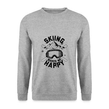 Skifahren | Ski Skier Skifahrer Après-Ski Geschenk - Unisex Pullover - Weißgrau meliert - Vorne - Alina (178cm) & Michal (187cm)